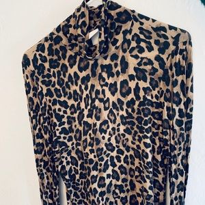 H&M Leopard Print Turtleneck Top